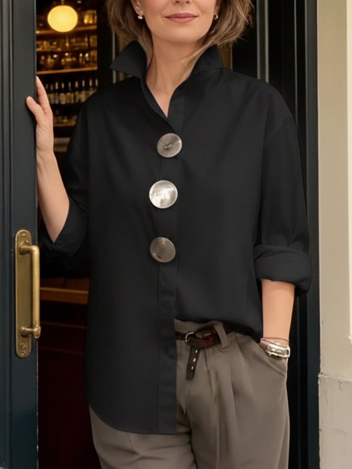 Evylin | Statement Button Stand Collar Blouse