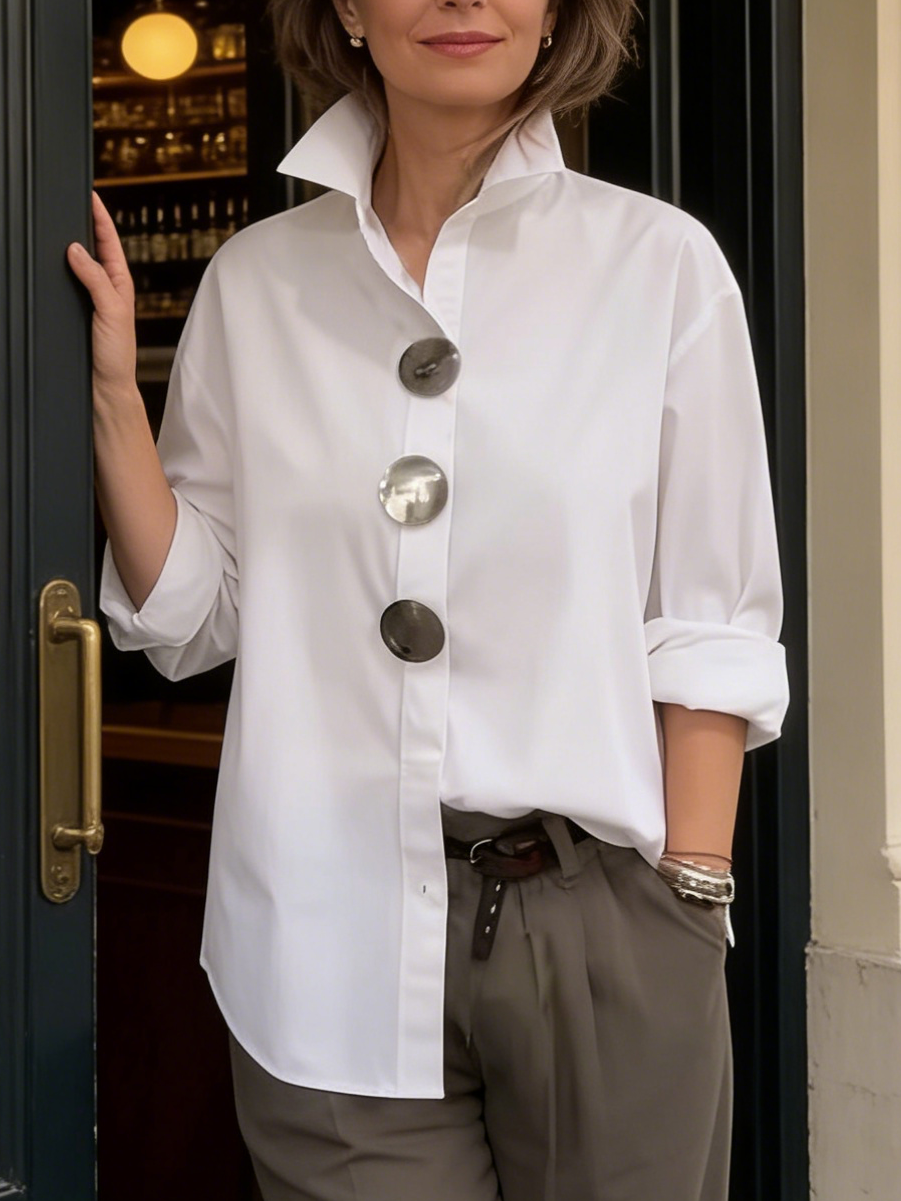 Evylin | Statement Button Stand Collar Blouse