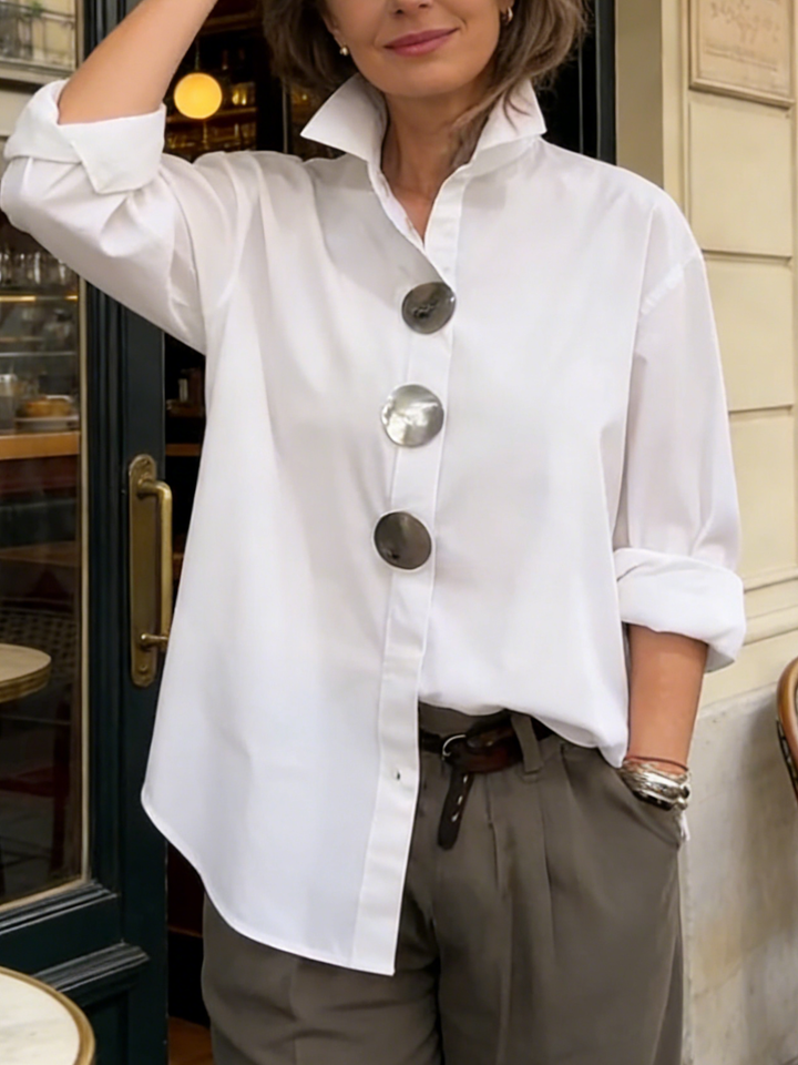 Evylin | Statement Button Stand Collar Blouse